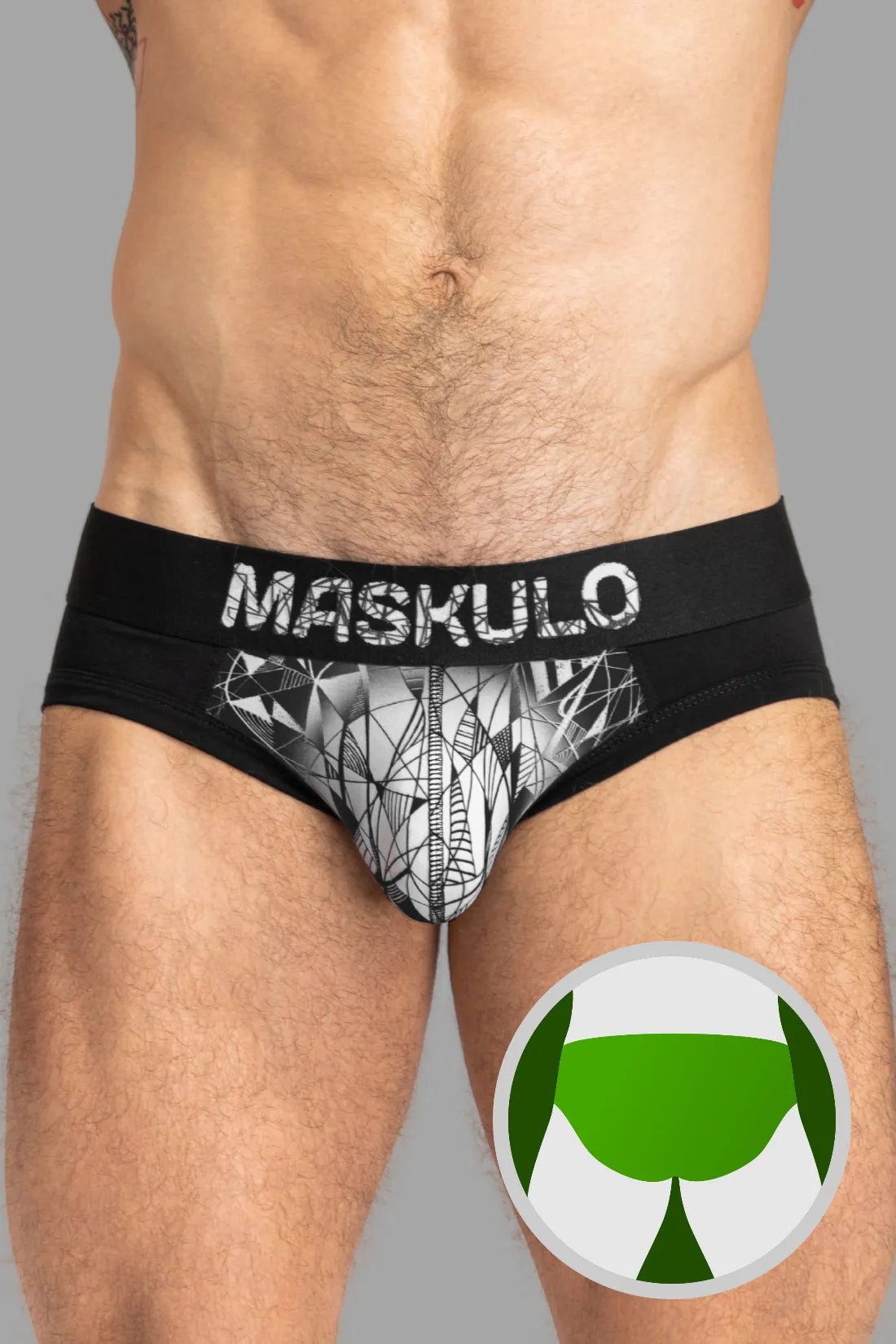 ARMOR Briefs with ART - X effect. Black and White - Maskulo - MBR146 - Y2 - Maskulo Global (EU) Store