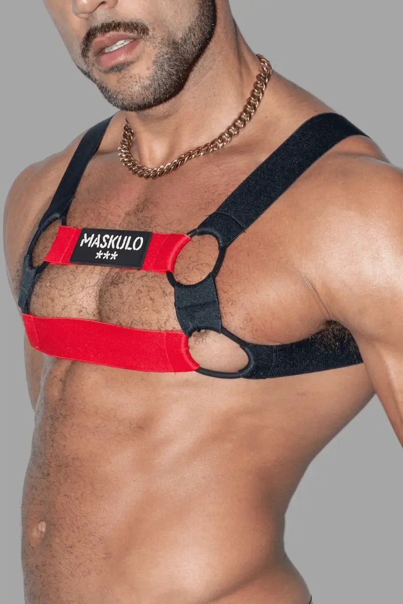 Blake Tropix. Elastic Bulldog Harness. Red - Maskulo - MHR212 - Y1 - Maskulo Global (EU) Store