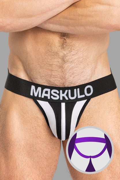 TIGER Jock with POUCH - SNAP. White and Black - Maskulo - MJS150 - Y2 - Maskulo Global (EU) Store