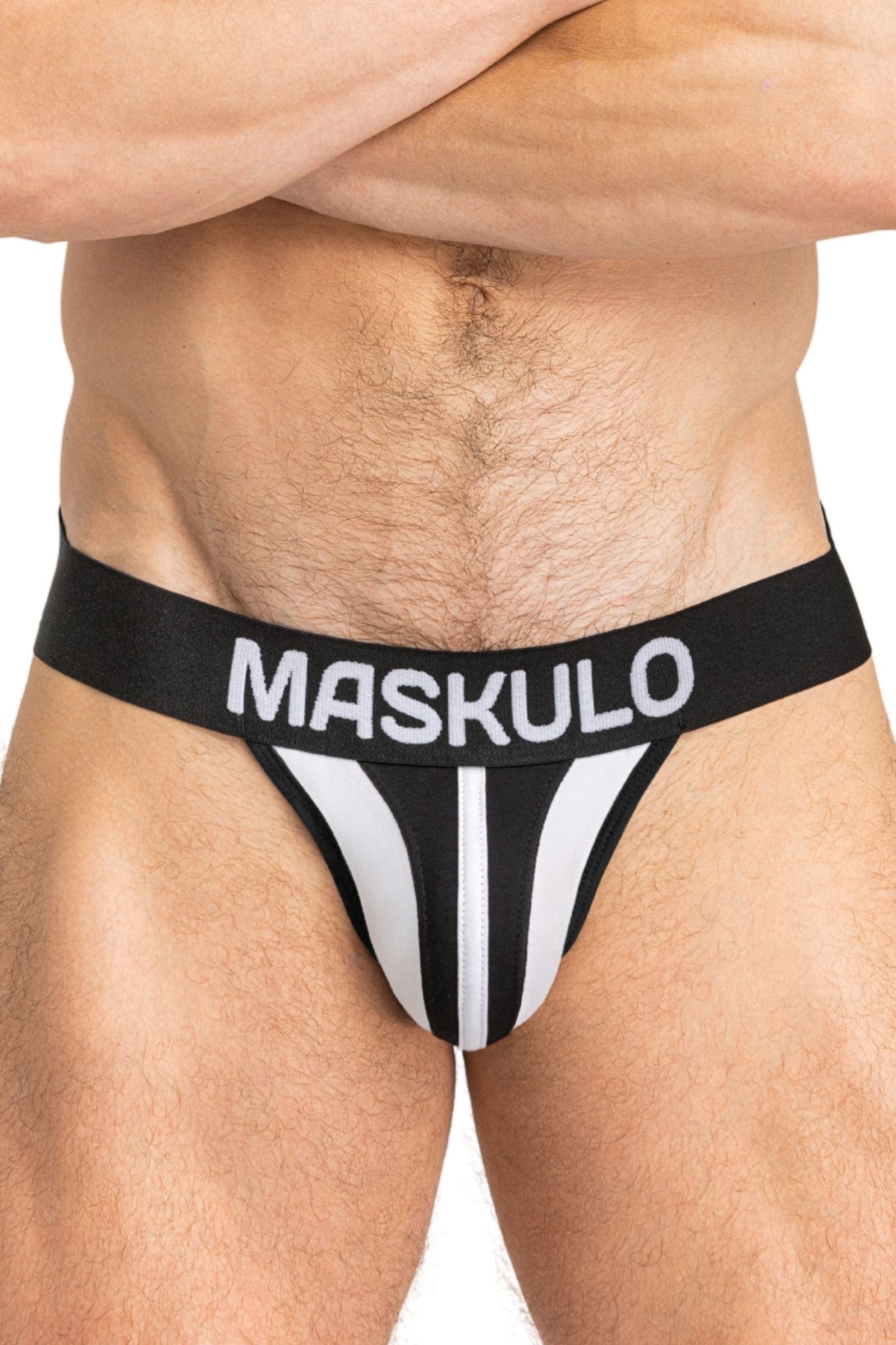 TIGER Jock with POUCH - SNAP. White and Black - Maskulo - MJS150 - Y2 - Maskulo Global (EU) Store