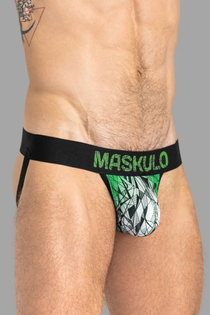 ARMOR Jock with ART - X effect. Black and Green - Maskulo - MJS157 - Y2 - Maskulo Global (EU) Store