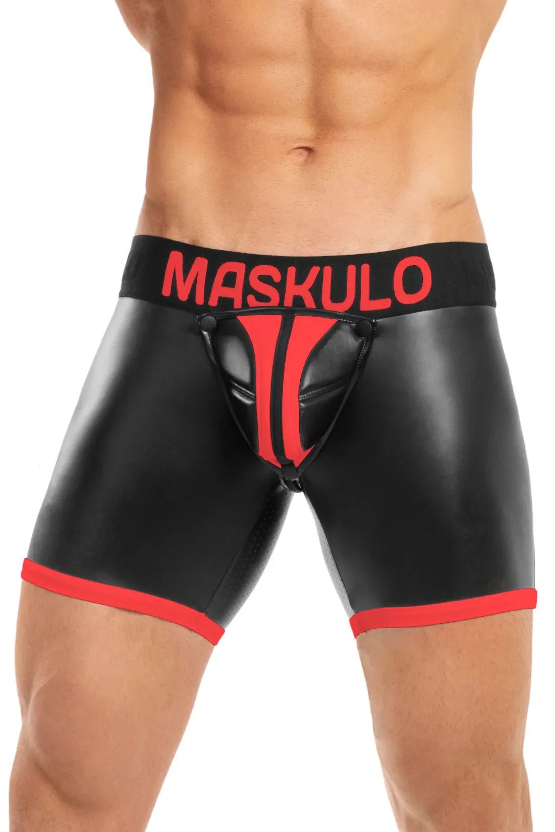 Basic Shorts with Pads. Zippered rear. Black and Red - Maskulo - MSH113 - Y5 - Maskulo Global (EU) Store