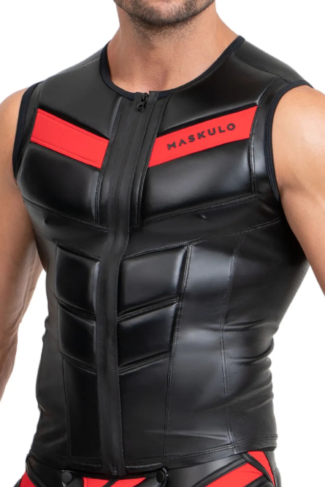 Zippered Vest. Black and Red - Maskulo - MTP108 - Y2 - Maskulo Global (EU) Store