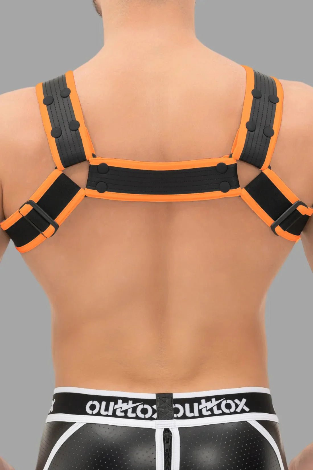 Outtox. Body Harness with Snaps. Black and Orange - XHR114 - Y1 - Maskulo US NY FL