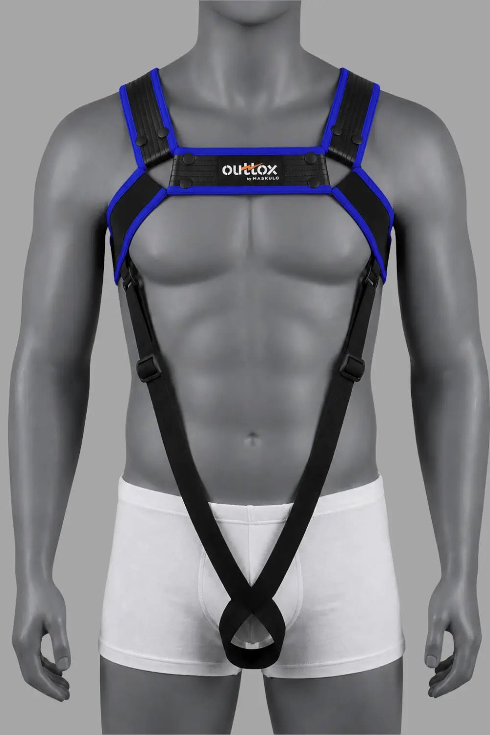 Outtox by Maskulo. Body Harness with Snaps. Black and Blue - XHR123-Y1 - Maskulo US NY FL