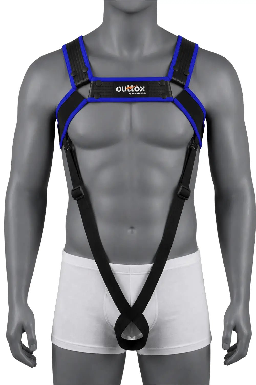 Outtox by Maskulo. Body Harness with Snaps. Black and Blue - XHR123-Y1 - Maskulo US NY FL