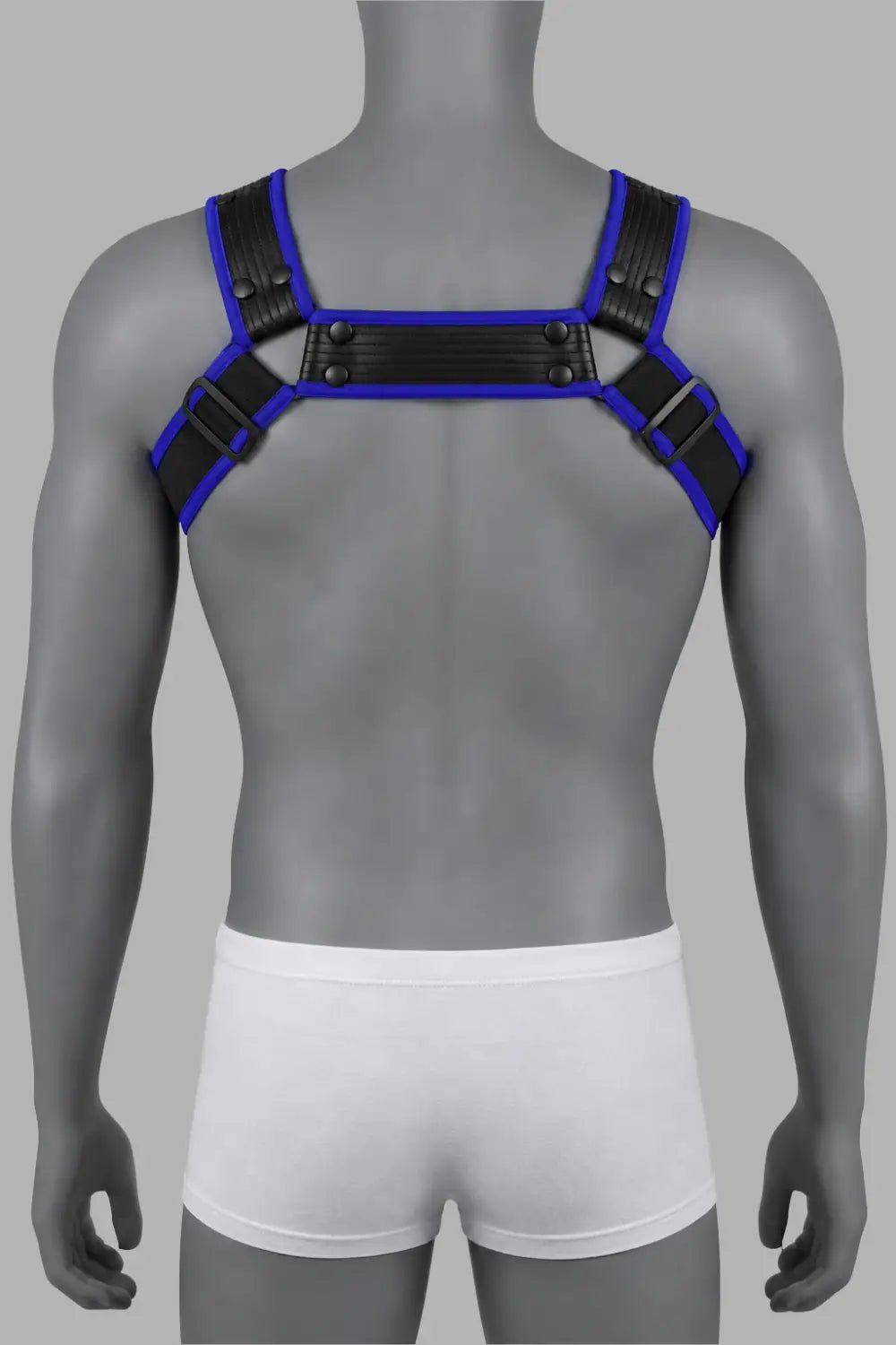 Outtox by Maskulo. Body Harness with Snaps. Black and Blue - XHR123-Y1 - Maskulo US NY FL