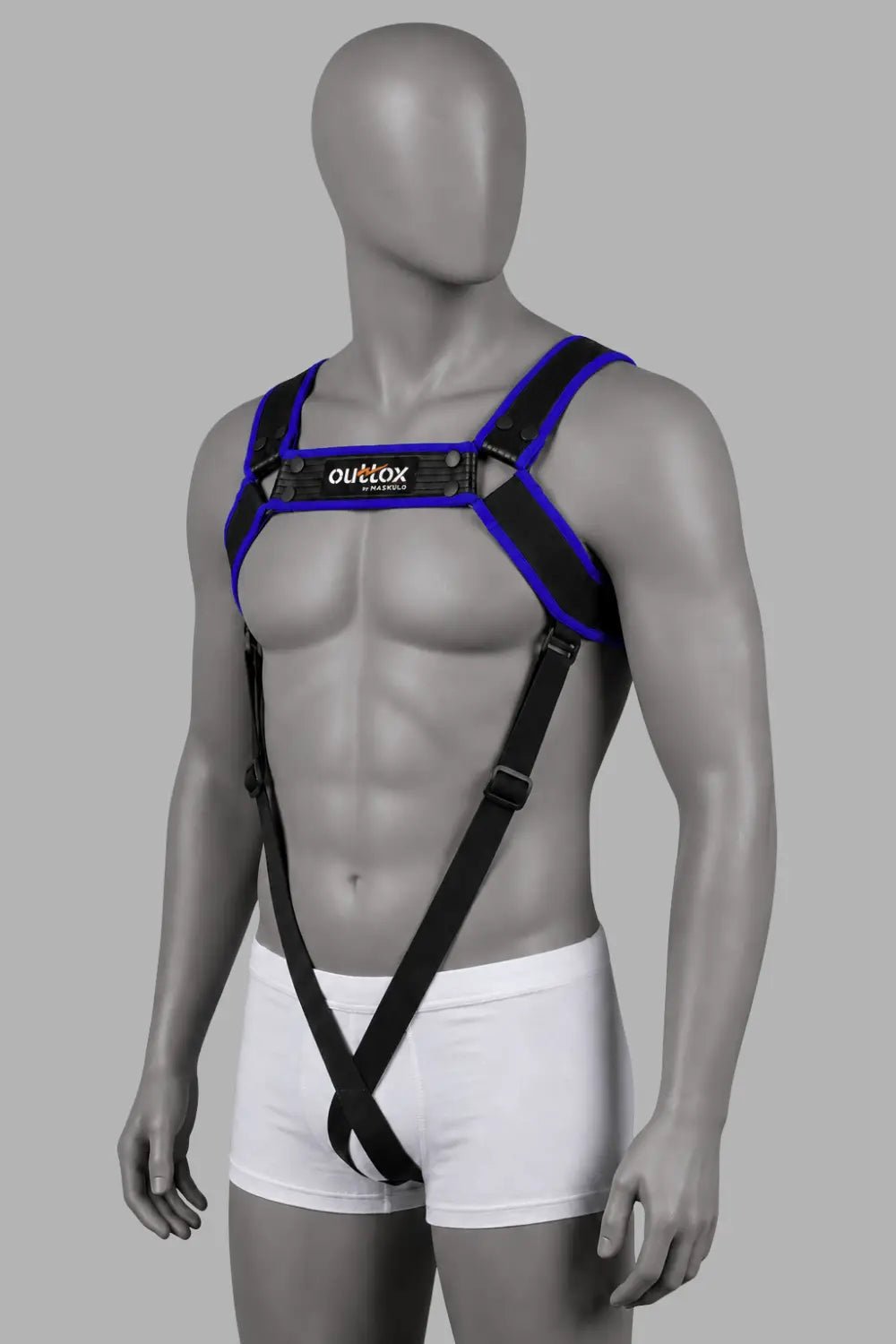 Outtox by Maskulo. Body Harness with Snaps. Black and Blue - XHR123-Y1 - Maskulo US NY FL