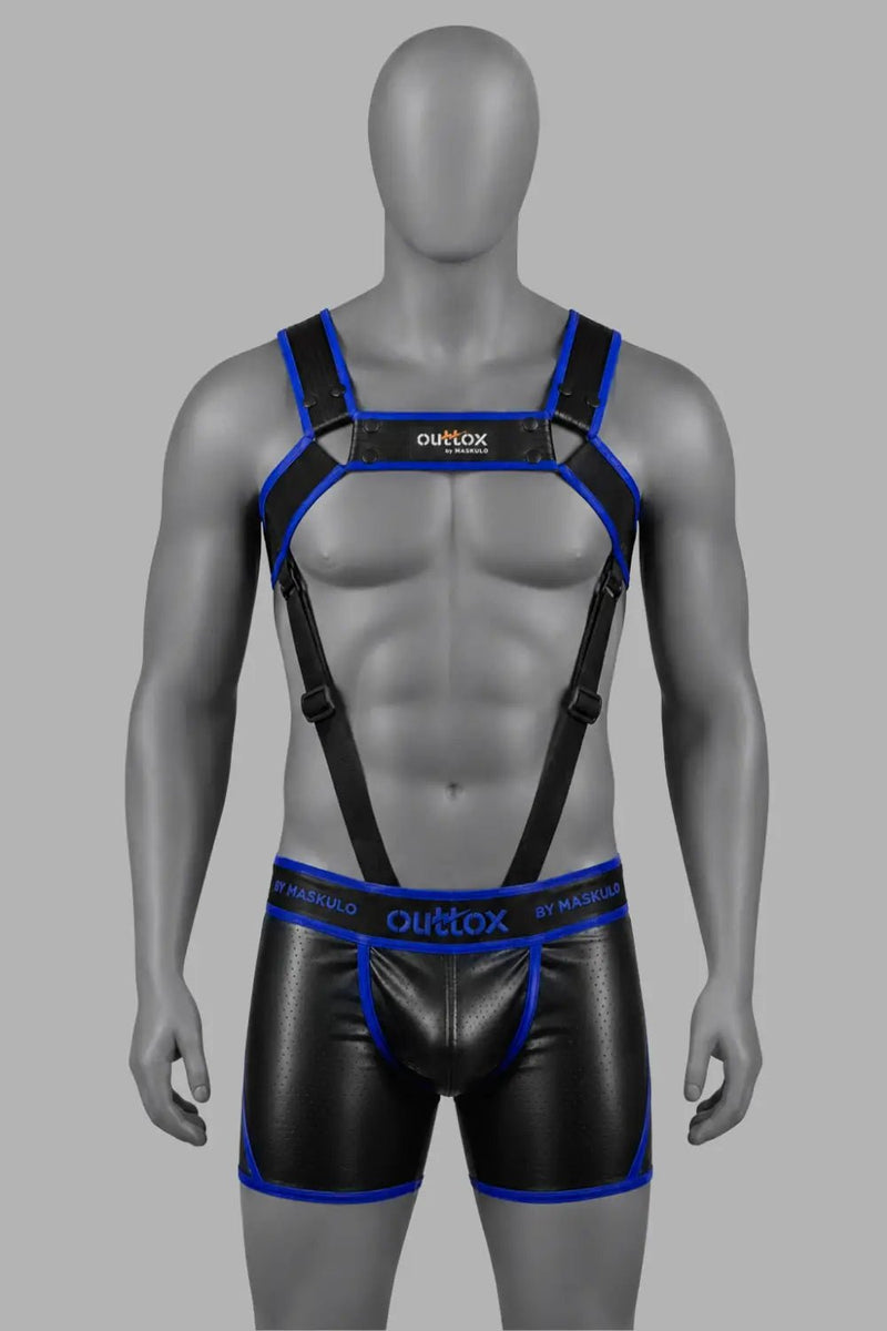 Outtox by Maskulo. Body Harness with Snaps. Black and Blue - XHR123-Y1 - Maskulo US NY FL