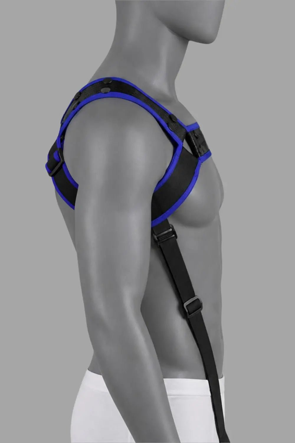Outtox by Maskulo. Body Harness with Snaps. Black and Blue - XHR123-Y1 - Maskulo US NY FL