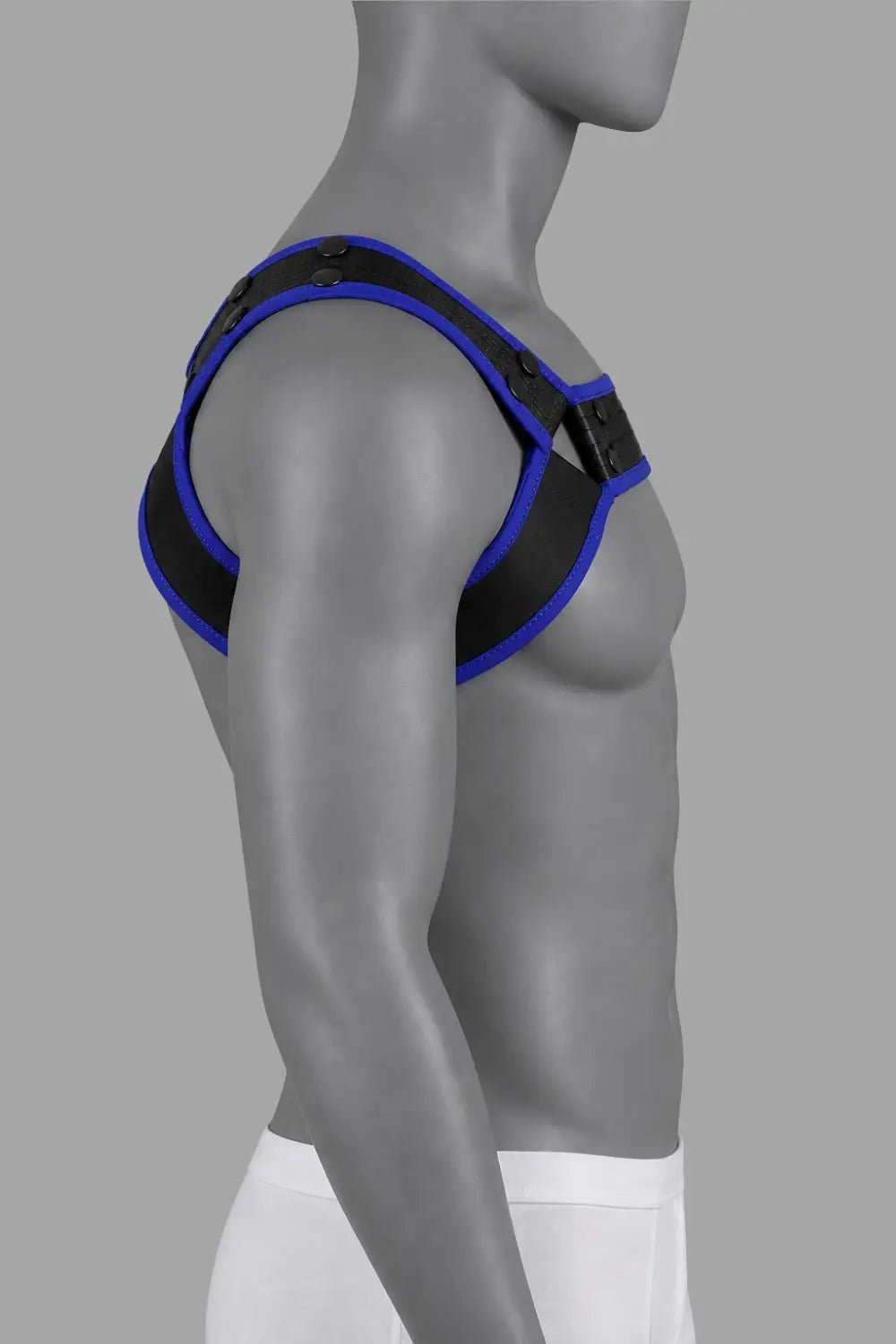 Outtox by Maskulo. Bulldog Harness with Snaps. Black and Blue - XHR122-Y1 - Maskulo US NY FL