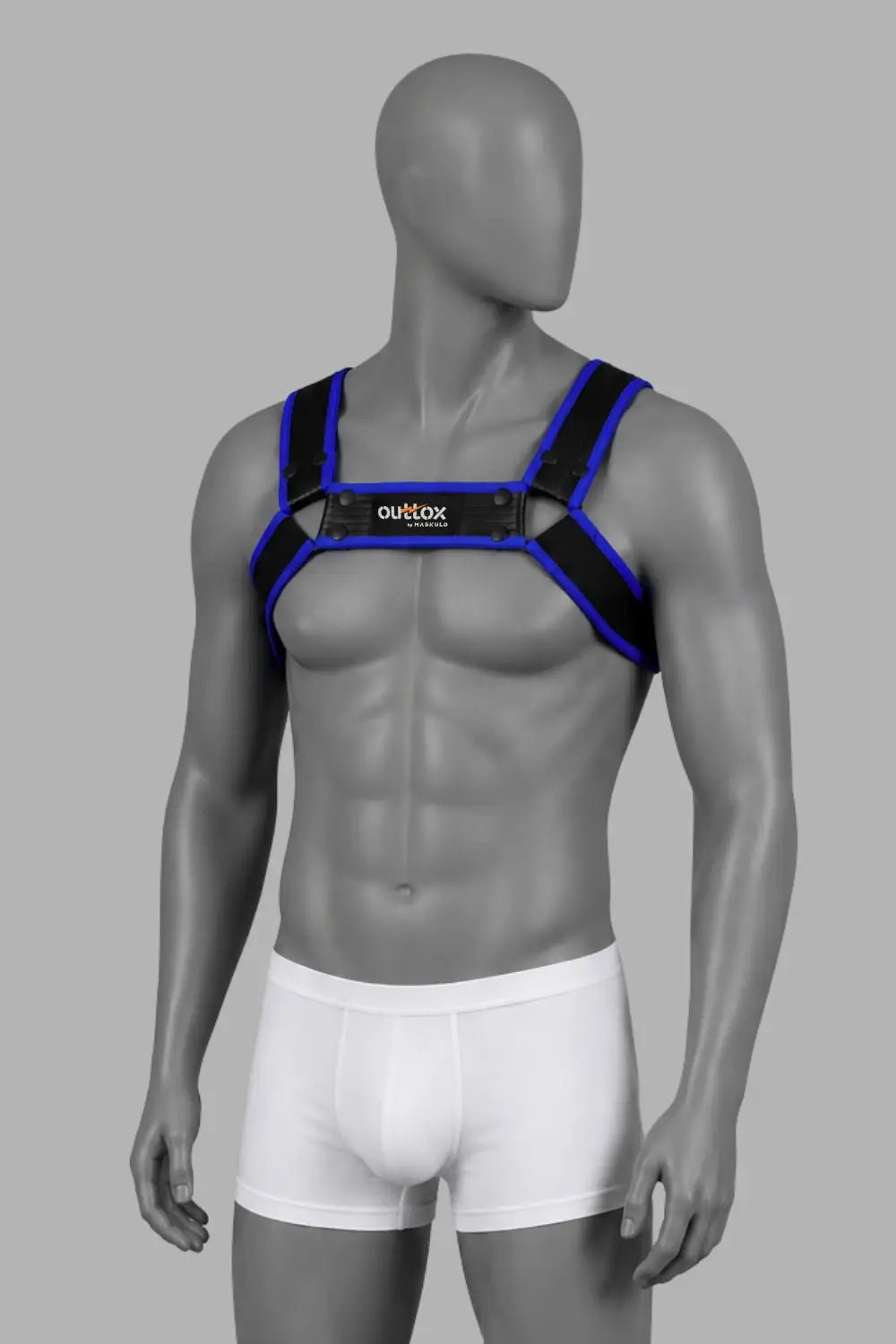 Outtox by Maskulo. Bulldog Harness with Snaps. Black and Blue - XHR122-Y1 - Maskulo US NY FL