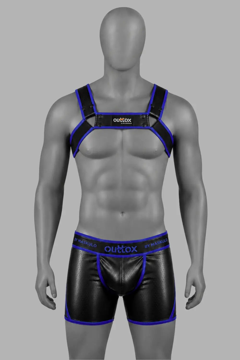Outtox by Maskulo. Bulldog Harness with Snaps. Black and Blue - XHR122-Y1 - Maskulo US NY FL