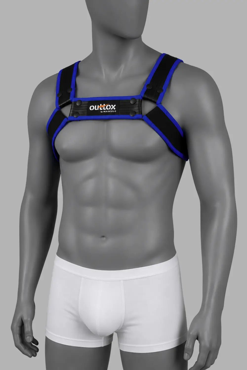 Outtox by Maskulo. Bulldog Harness with Snaps. Black and Blue - XHR122-Y1 - Maskulo US NY FL
