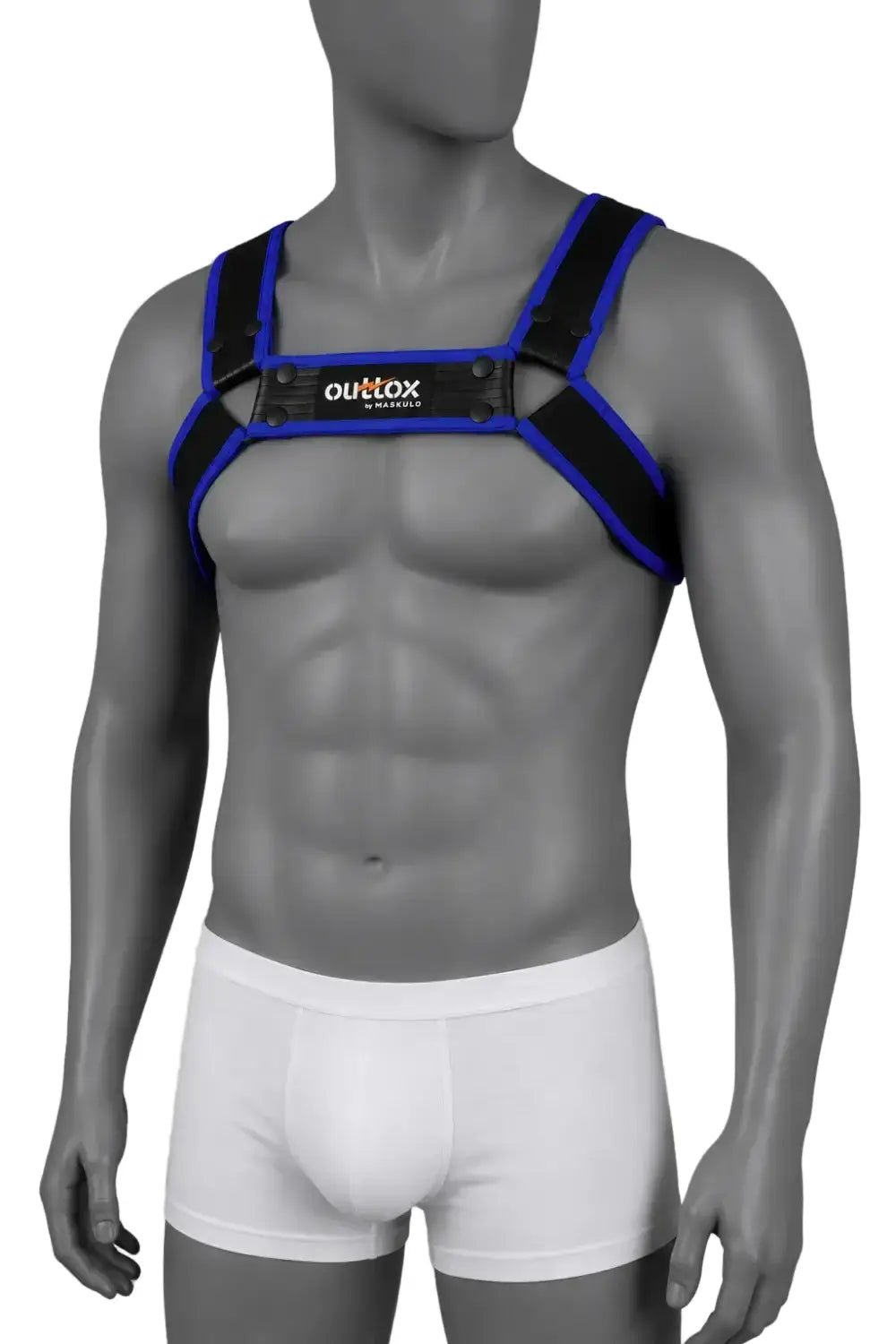 Outtox by Maskulo. Bulldog Harness with Snaps. Black and Blue - XHR122-Y1 - Maskulo US NY FL