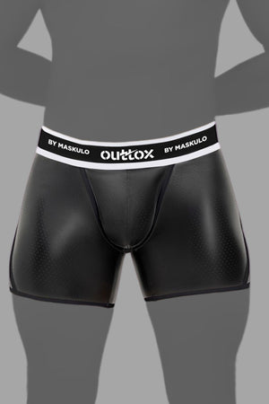 Outtox by Maskulo. Open Rear Shorts with Snap Codpiece. Black - XSH120 - Y1 - Maskulo US NY FL