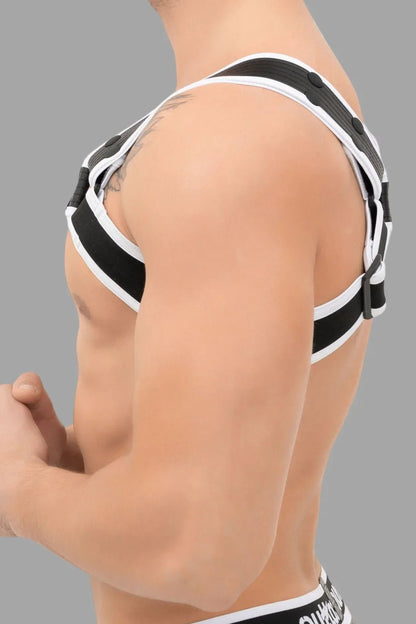 Outtox. Bulldog Harness with Snaps. Black and White - Outtox - XHR111 - Y5 - Maskulo Global (EU) Store