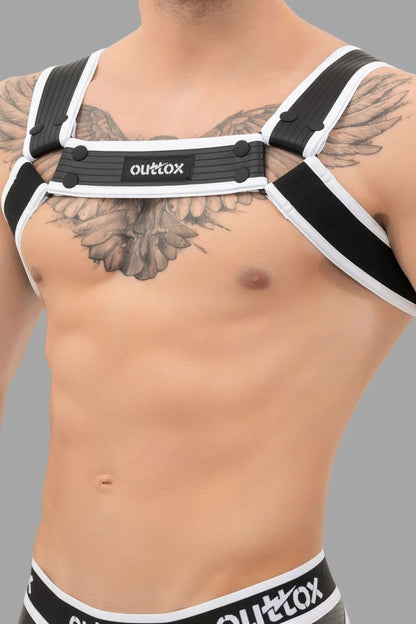 Outtox. Bulldog Harness with Snaps. Black and White - Outtox - XHR111 - Y5 - Maskulo Global (EU) Store