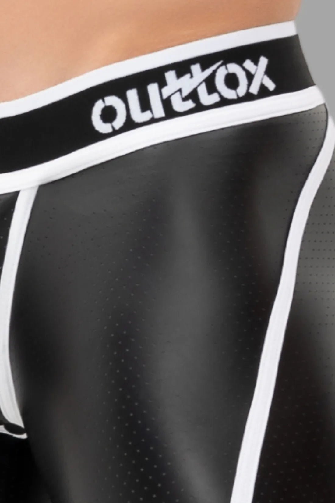 Outtox. Open Rear Shorts with Snap Codpiece. Black and White - Outtox - XSH109 - Y3 - Maskulo Global (EU) Store