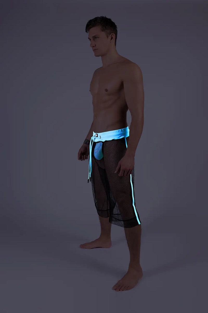 Youngero. Knee - Length Shorts. Regular Rear. White Neon - MSH227-Y1 - Maskulo US NY FL