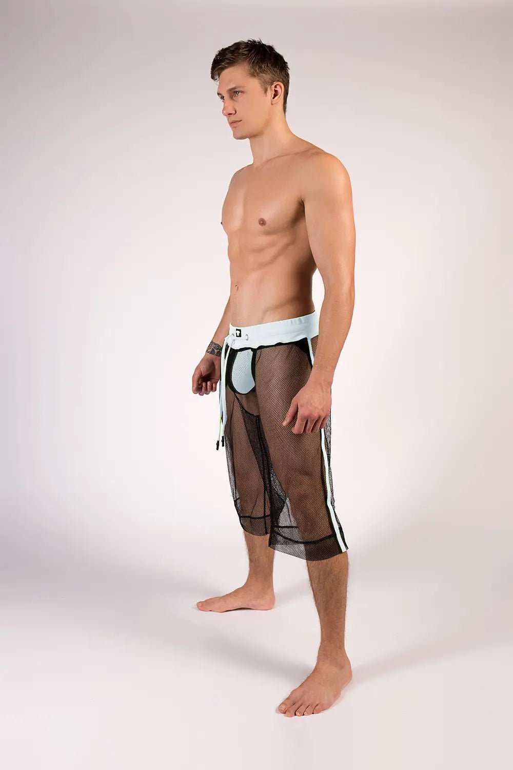 Youngero. Knee - Length Shorts. Regular Rear. White Neon - MSH227-Y1 - Maskulo US NY FL