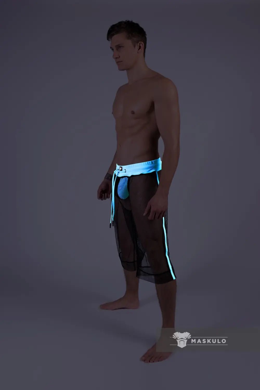 Youngero. Knee - Length Shorts. Regular Rear. White Neon - MSH227-Y1 - Maskulo US NY FL