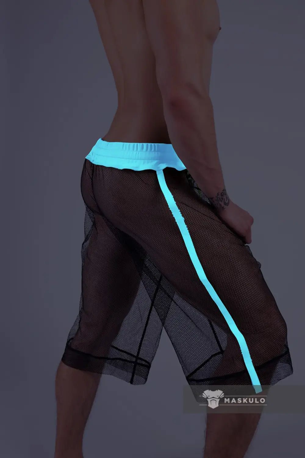 Youngero. Knee - Length Shorts. Regular Rear. White Neon - MSH227-Y1 - Maskulo US NY FL