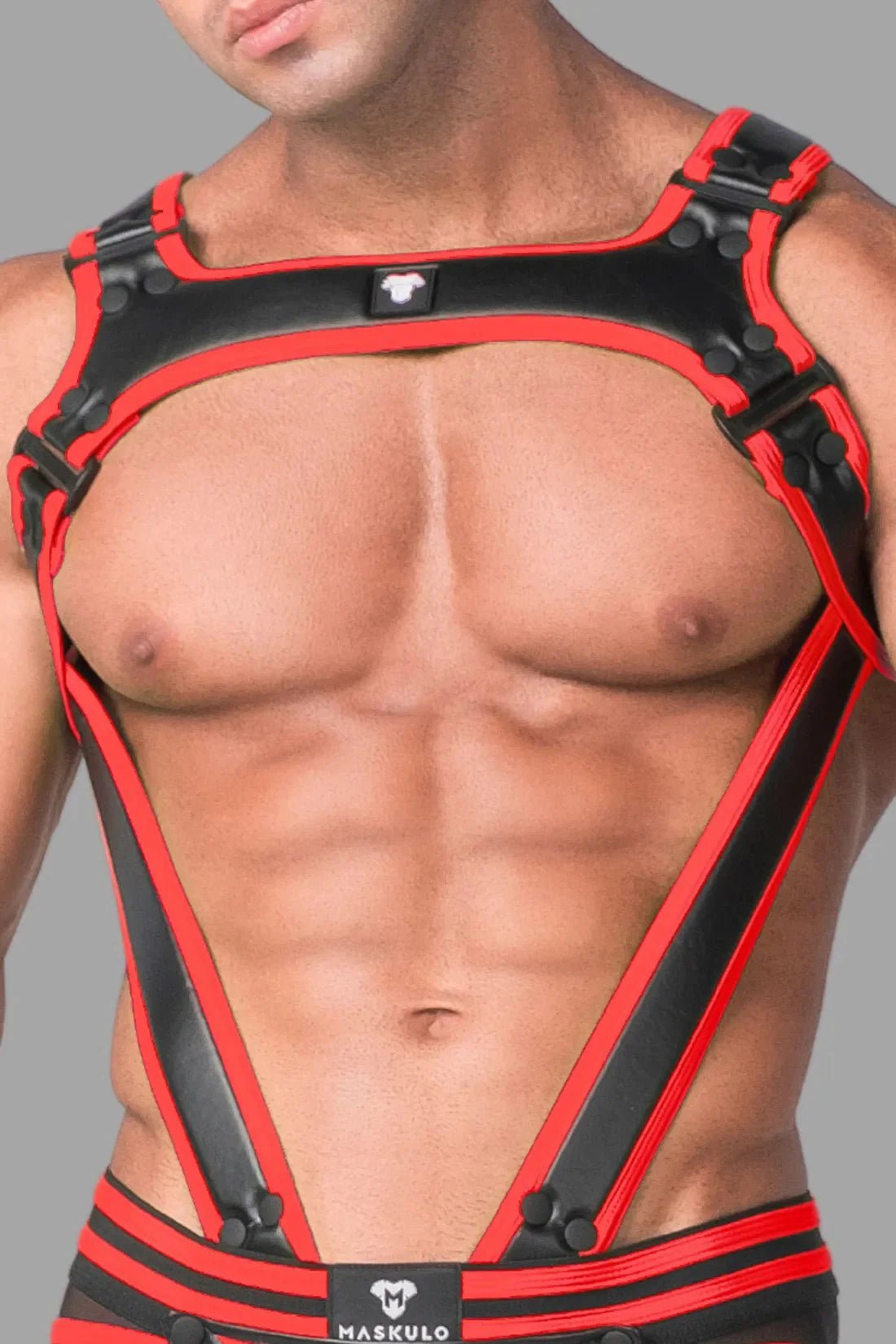 Youngero. Men's Body Harness. Black and Red - MHR101-Y5 - Maskulo US NY FL