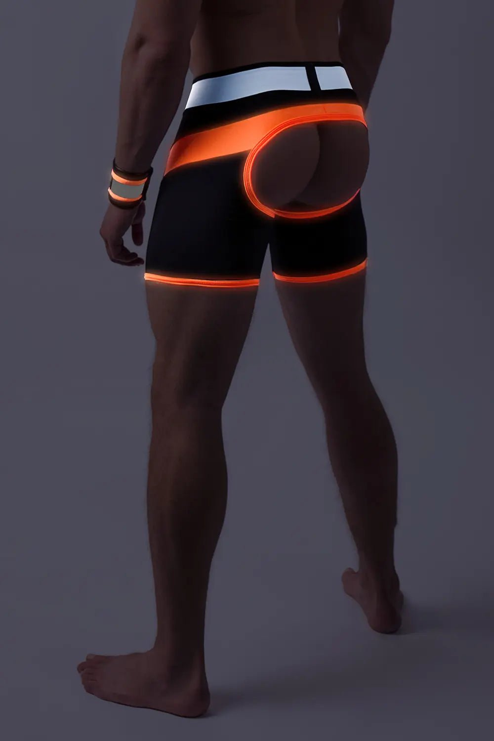 Youngero. Men's Shorts. Open Rear. Pouch. Orange Neon - MSH204-Y1 - Maskulo US NY FL