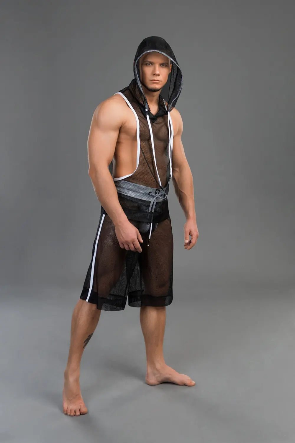 Youngero. Sleeveless Mesh Hoodie. White - MTP166-Y1 - Maskulo US NY FL