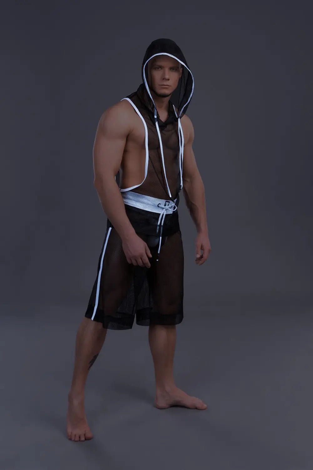 Youngero. Sleeveless Mesh Hoodie. White - MTP166-Y1 - Maskulo US NY FL
