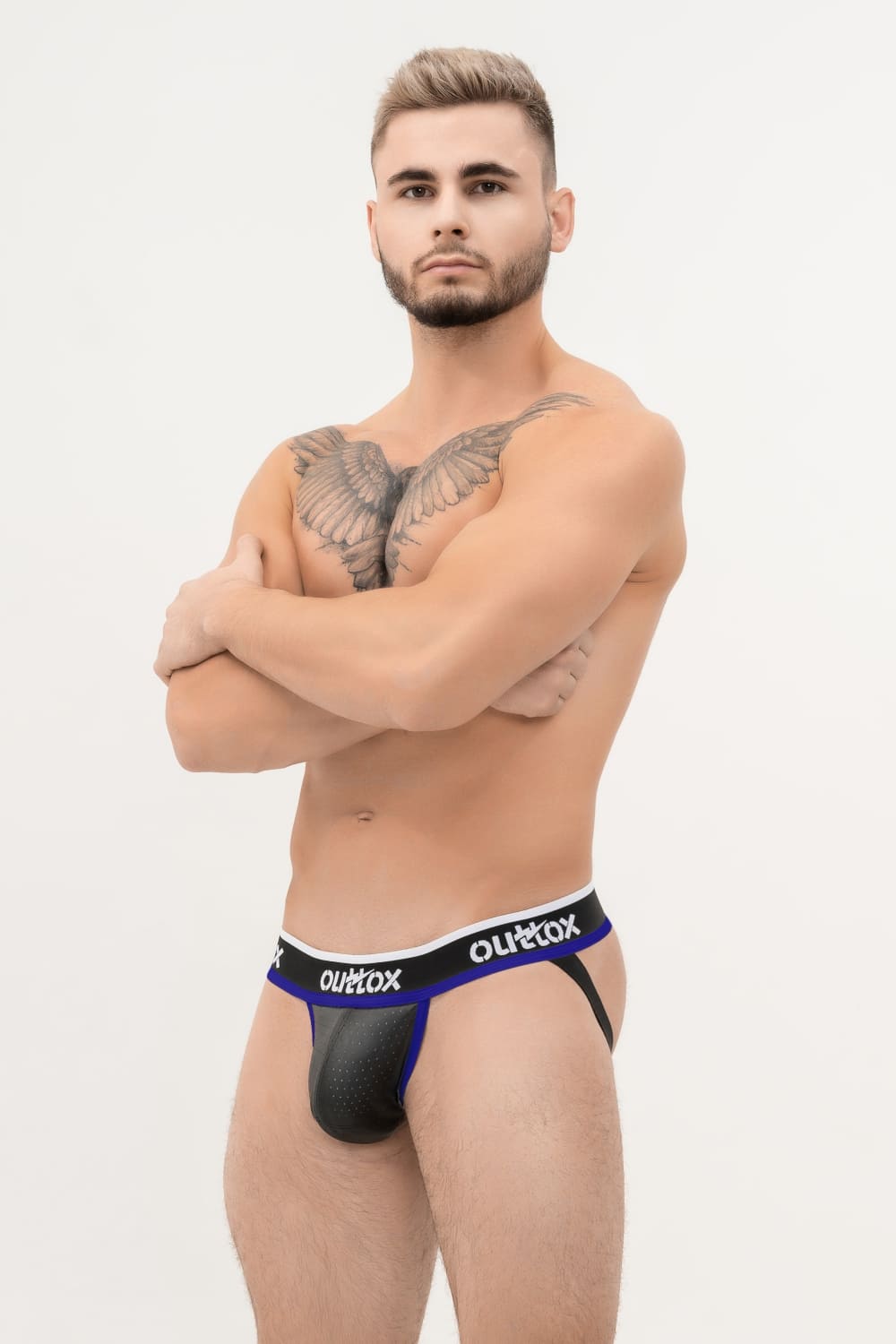 Outtox. Jock with Snap Codpiece. Black+Blue 'Royal'