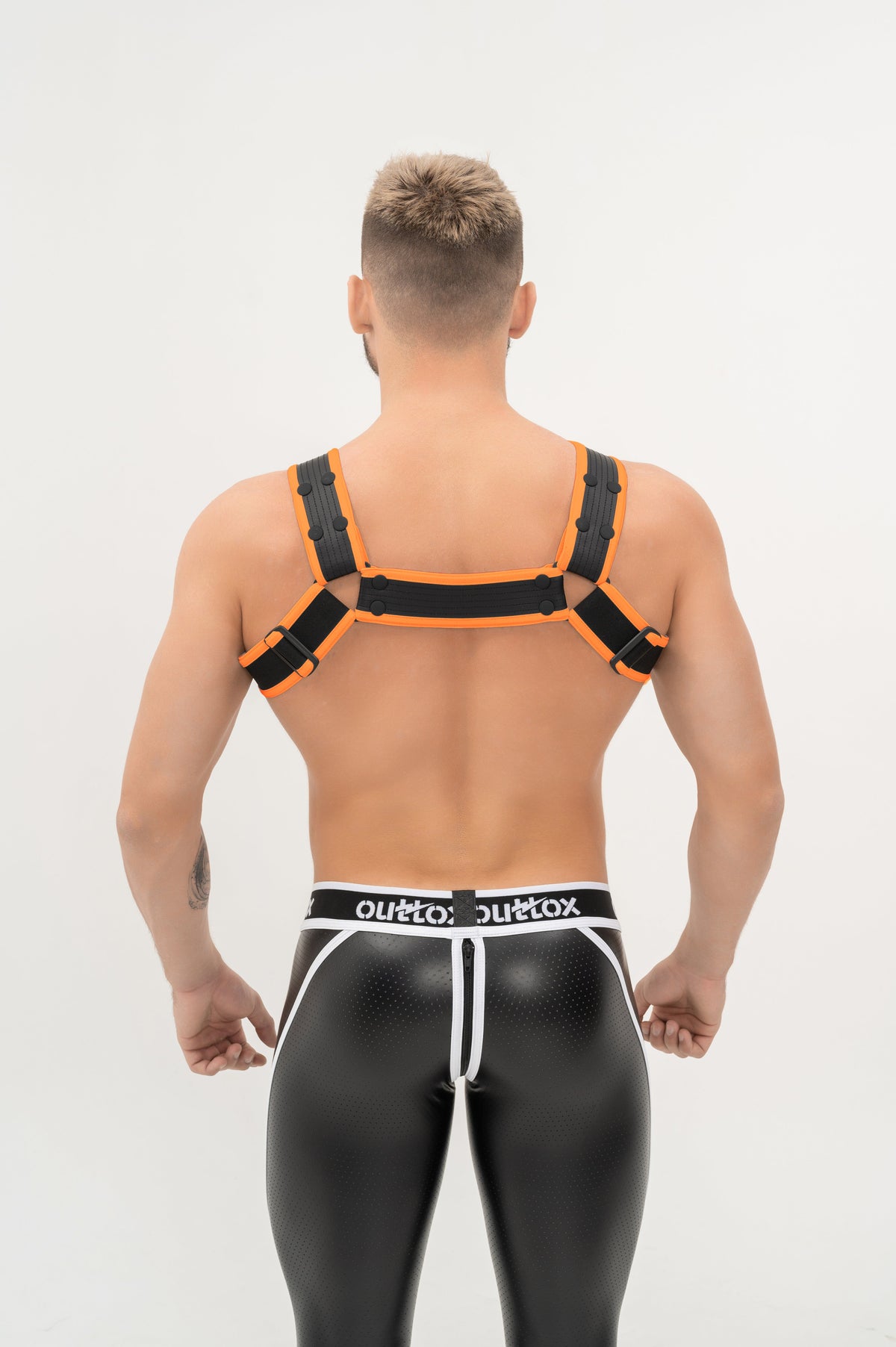 Outtox. Bulldog Harness with Snaps. Orange 'Neon'