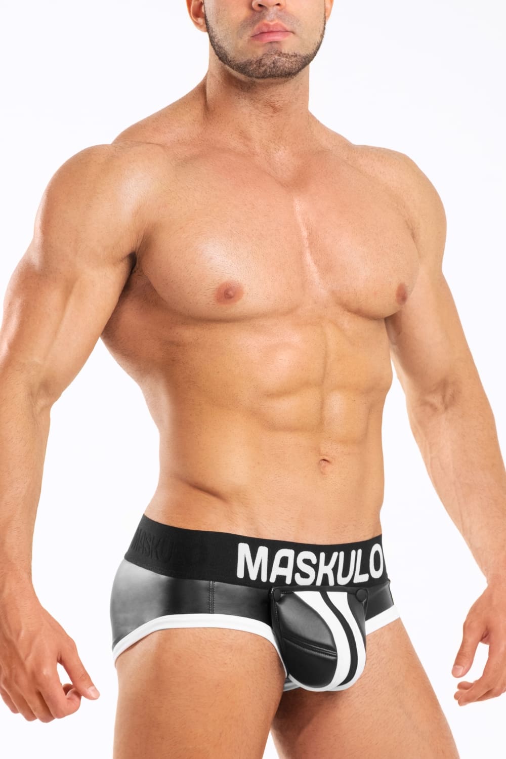 Basic Briefs with Pouch Snap. Black+White