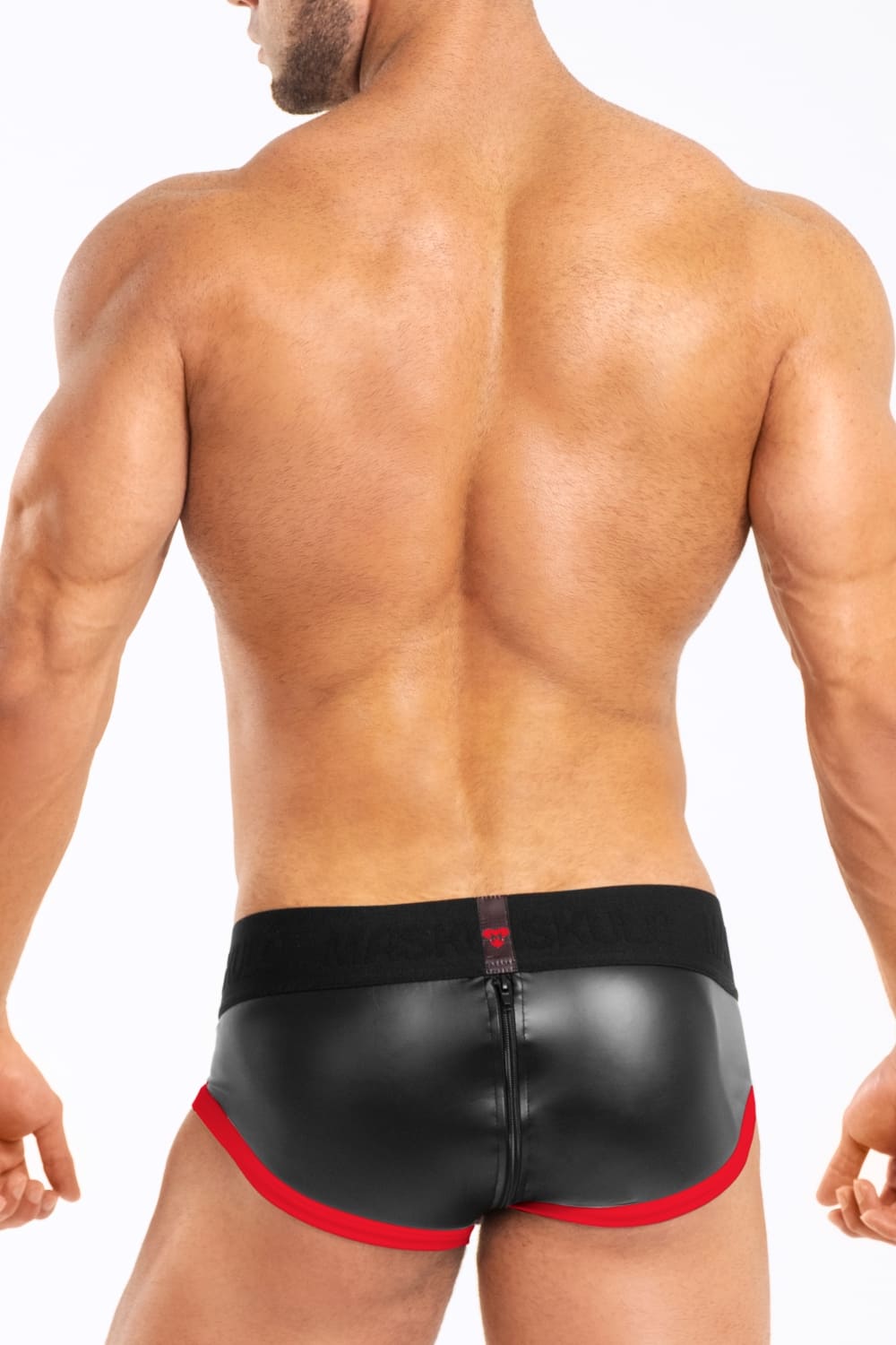 Basic Briefs with Pouch Snap. Black+Red