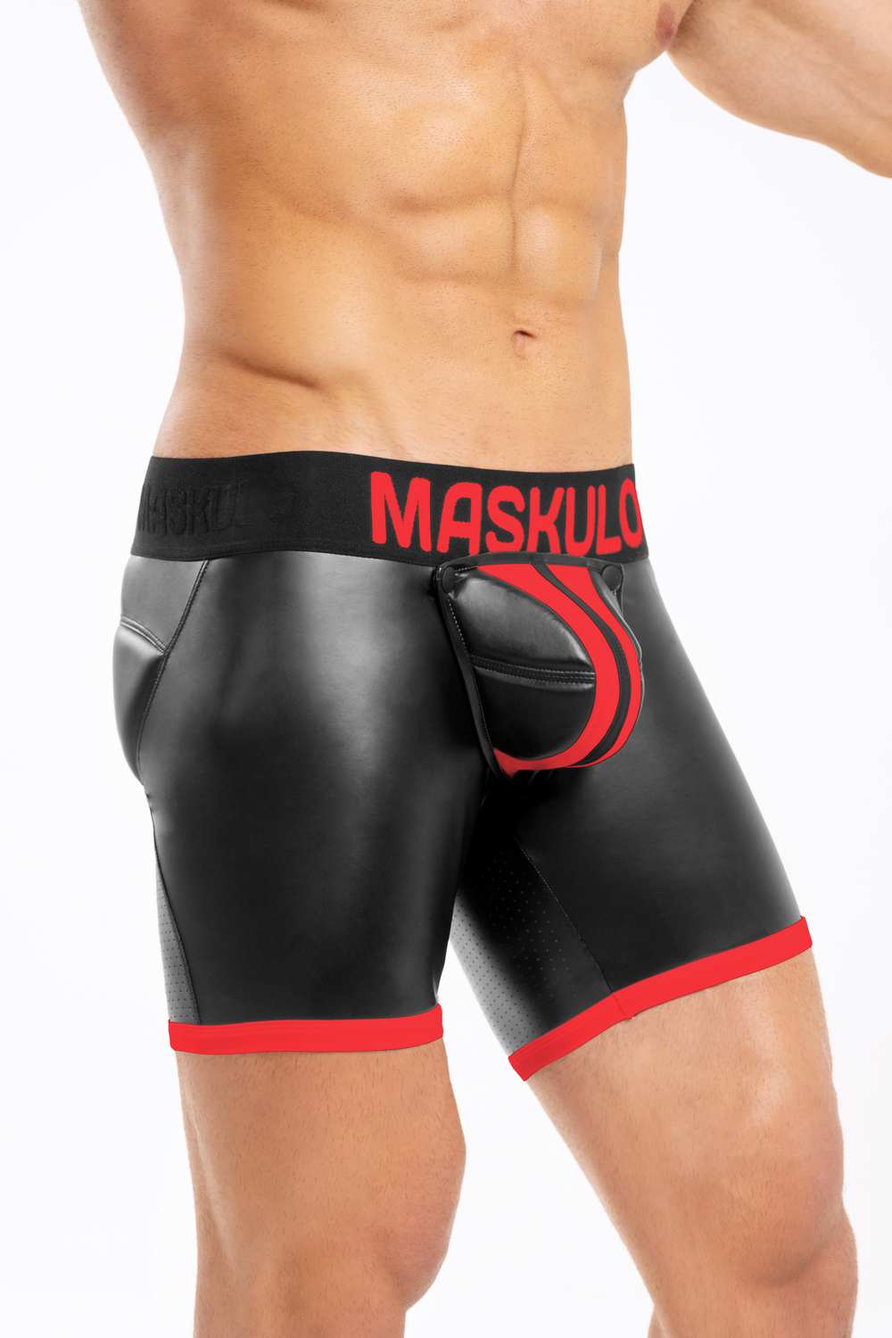 Basic Shorts with Pads. Zippered rear. Black+Red