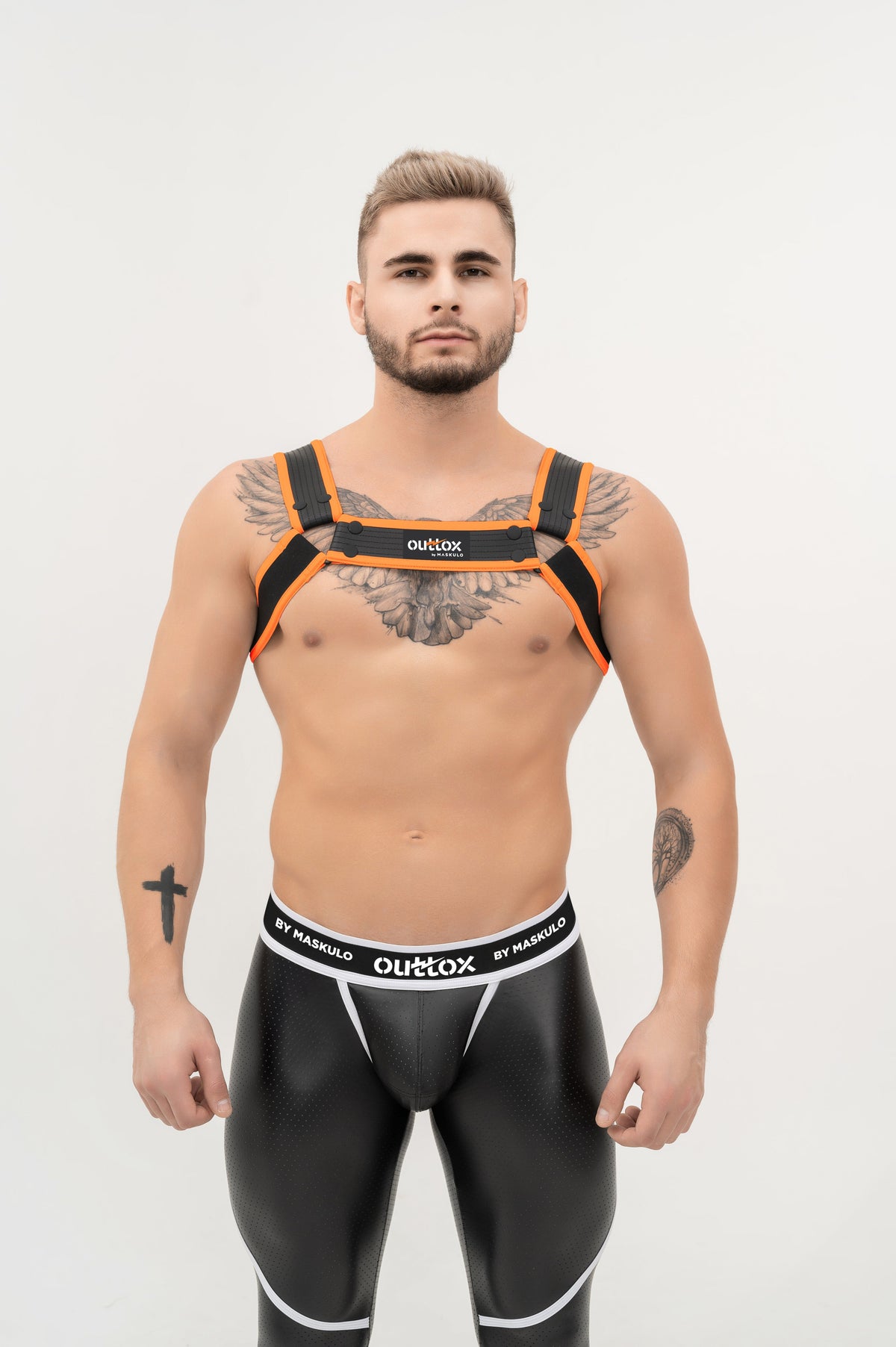 Outtox. Bulldog Harness with Snaps. Orange 'Neon'
