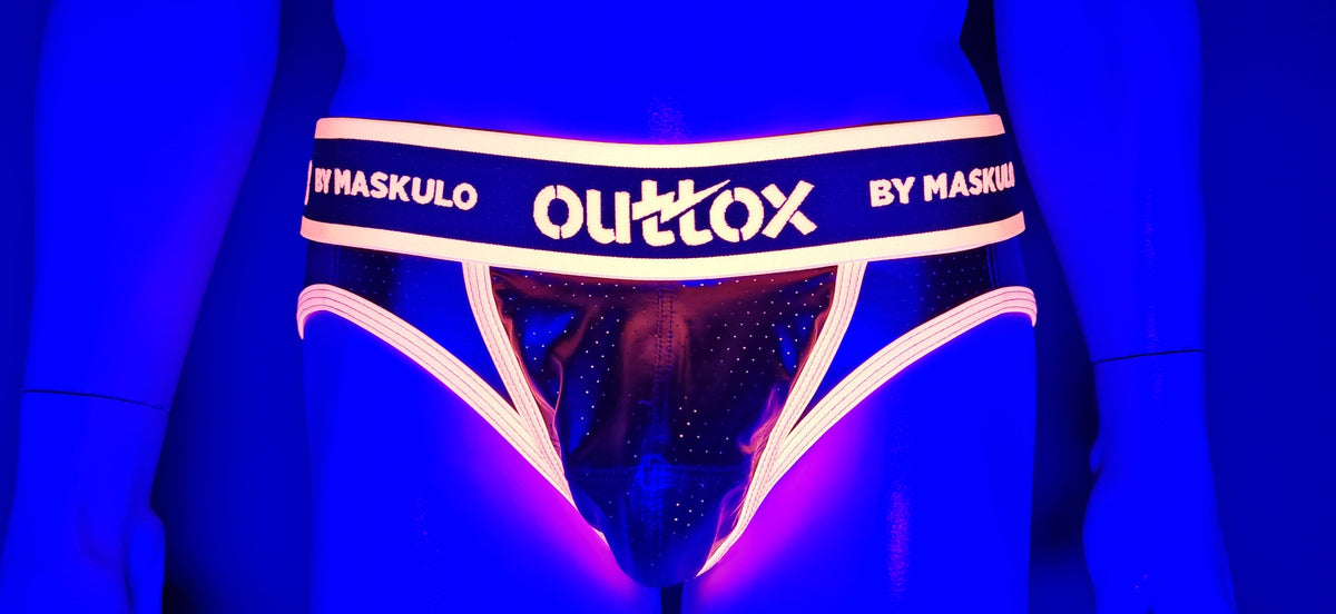 Outtox. Open Rear Briefs with Snap Codpiece. Orange 'Neon'