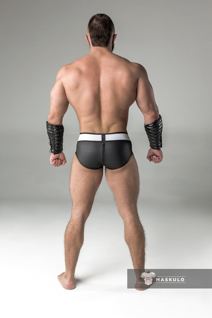 Armored. Rubber look Briefs. Detachable pouch. Zippered rear. Black –  Official Maskulo Store