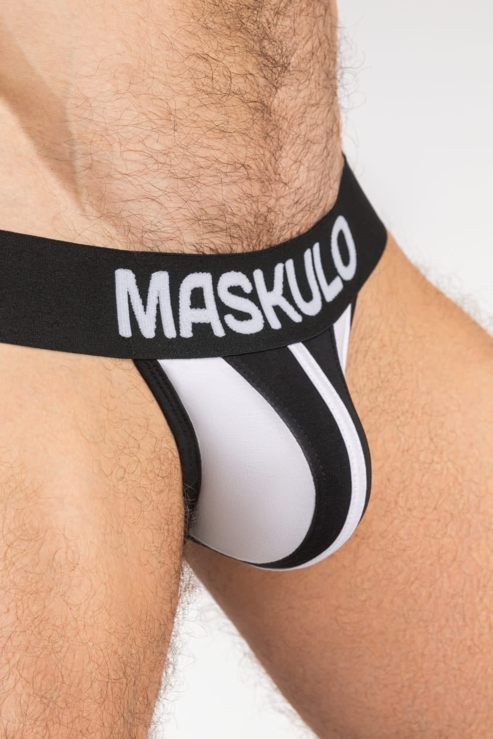 TIGER Jock with POUCH-SNAP. White+Black