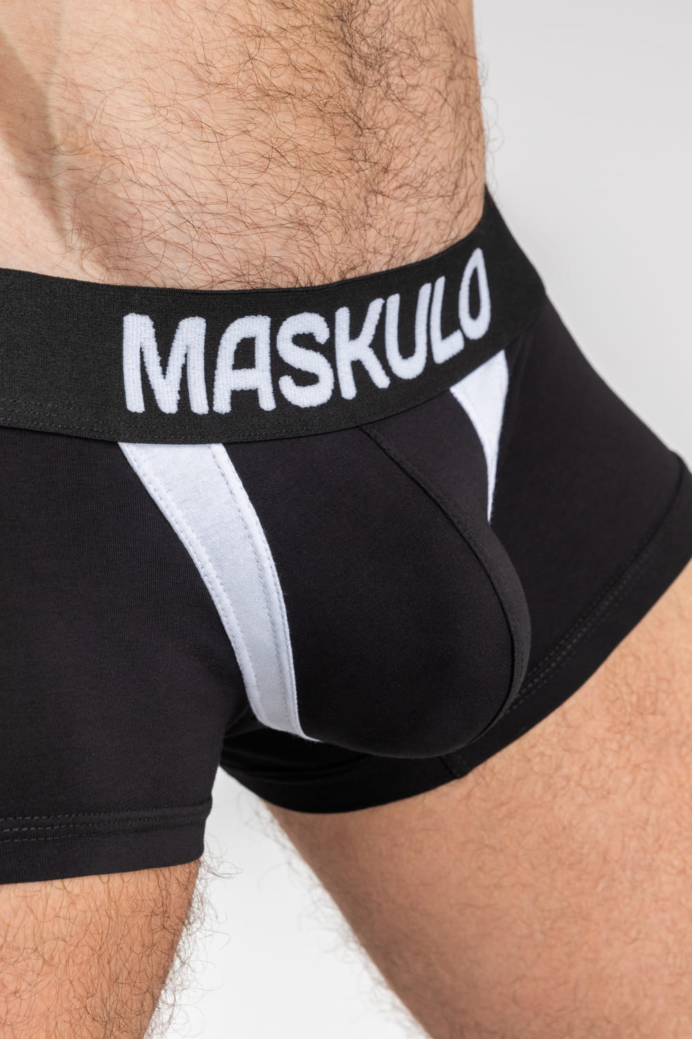 CAPTAIN-A Trunk Shorts with O-Inside-POUCH. Black+White