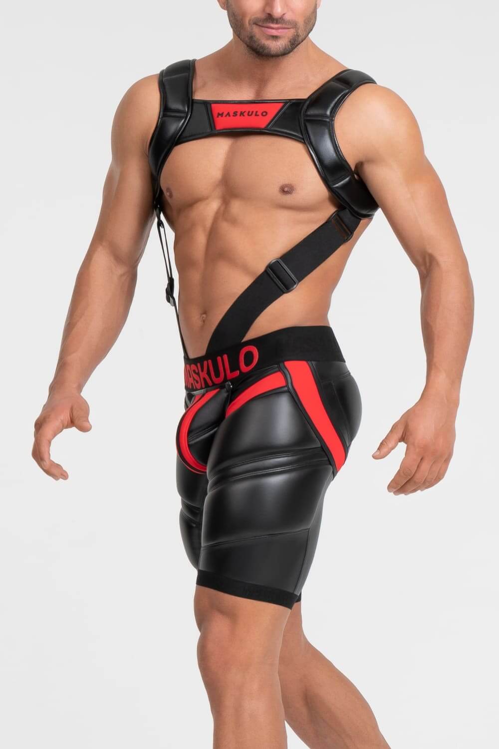 Pantalones cortos de ciclismo 'Big Bulge'. Negro+Rojo